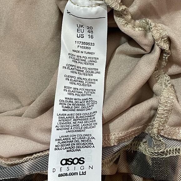 ASOS Design Curve Sleeveless Ruched Mesh Mini Dress - Leopard Print-multi -US 16 - Picture 15 of 16